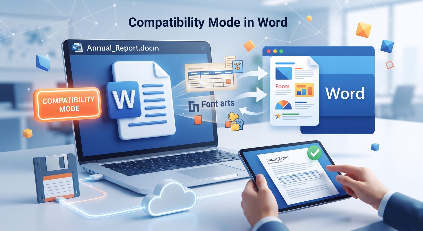 Compatibility Mode in Word showing how to convert older Word documents to a newer format